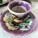 Tasses et soucoupes Morvan en céramique émaillée polychrome