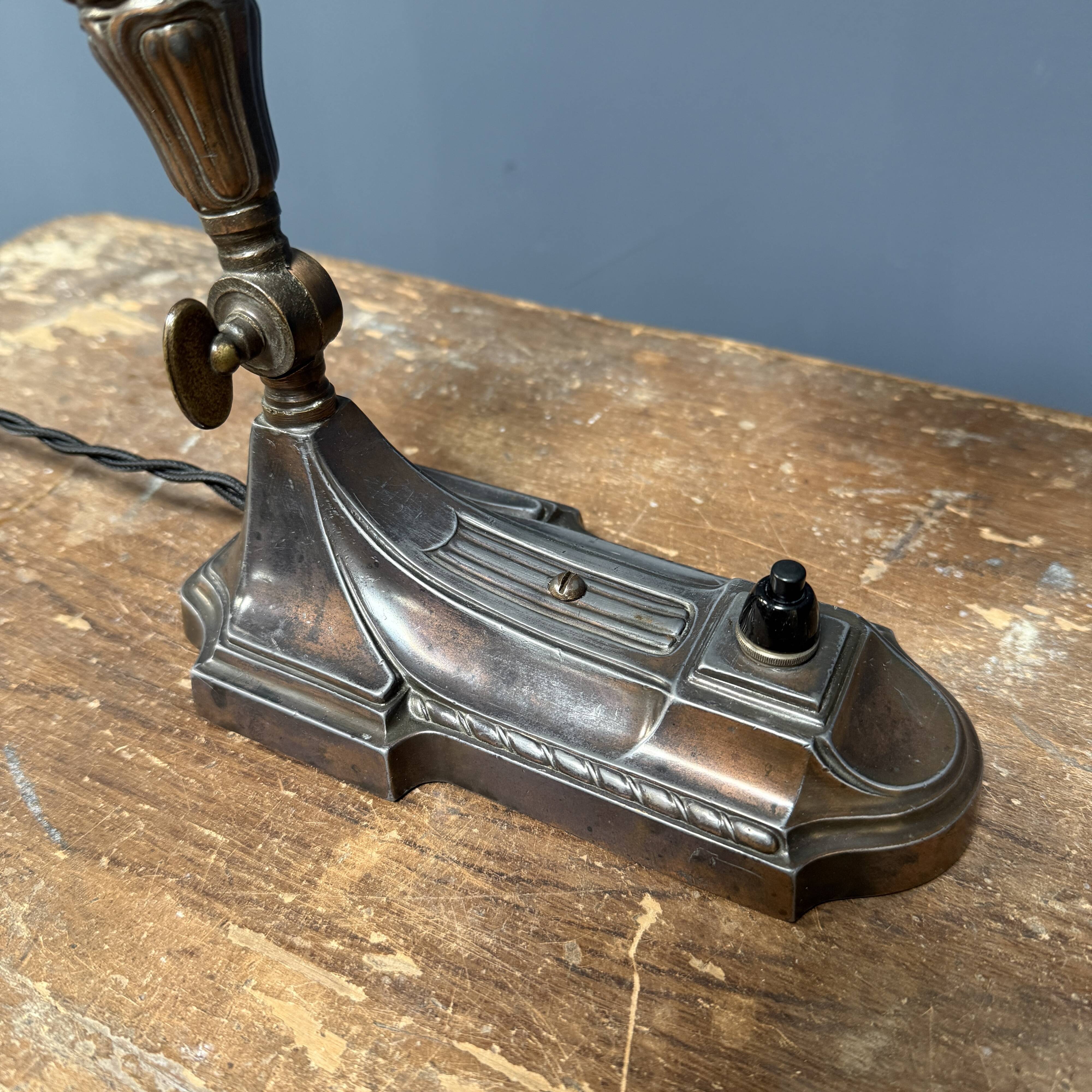 Antique art nouveau table lamp with frosted glass shade