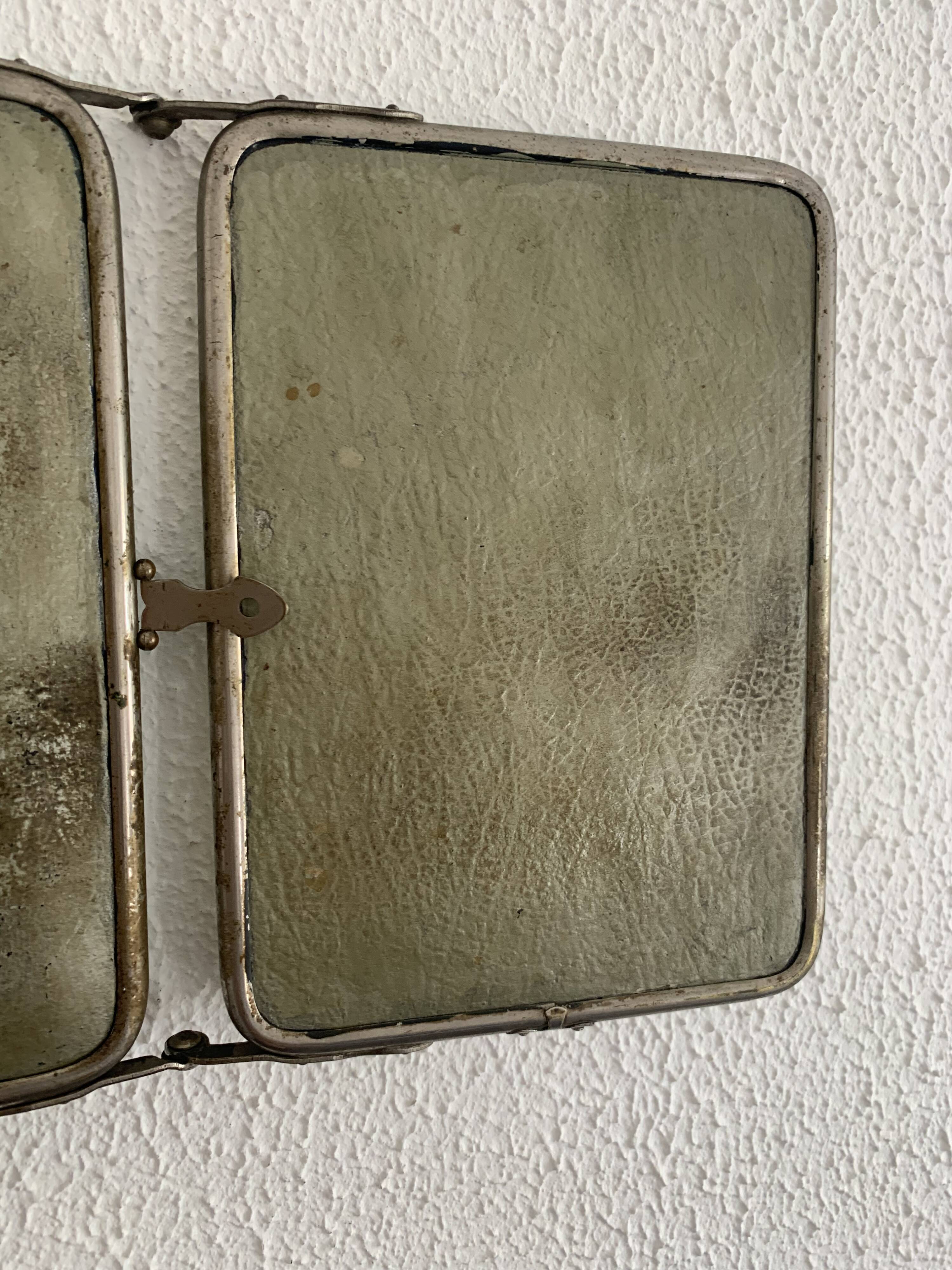 Vintage mirror 1930 crystal barber triptych - 22 x 51 cm