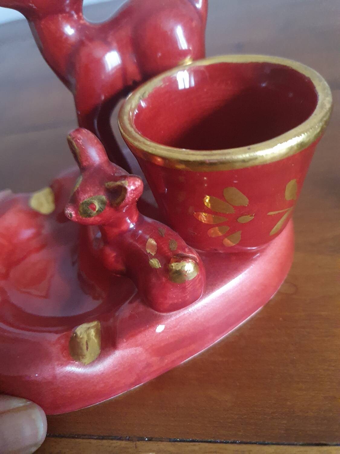 Bambi fawn cigarette holder ashtray in vintage Vallauris ceramic