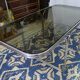 Smoked glass table, metal structure