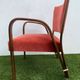 Hugues Steiner armchair, bow-wood model, curved wood and velvet, 1950