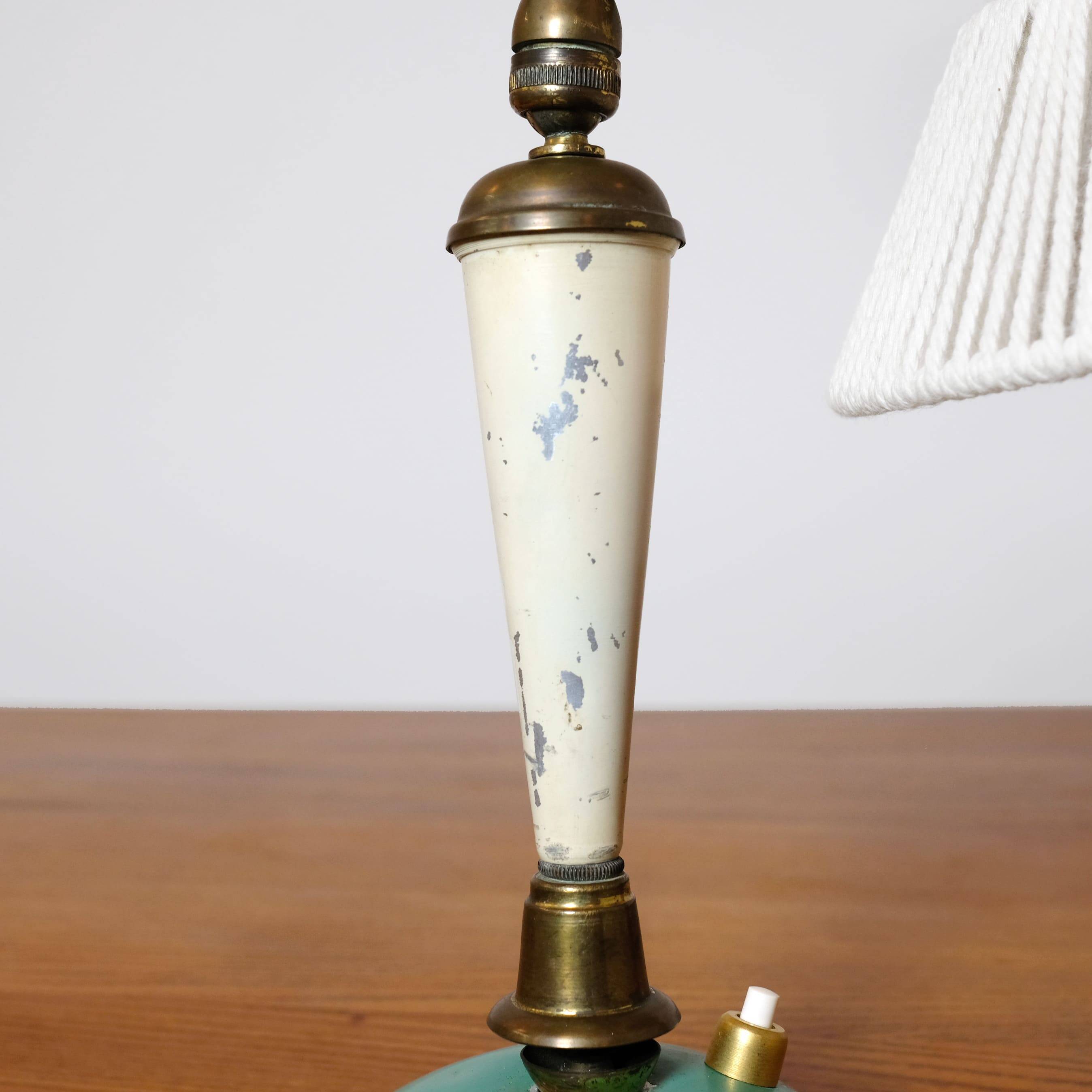 Brass and lacquered metal lamp from the 1950s.