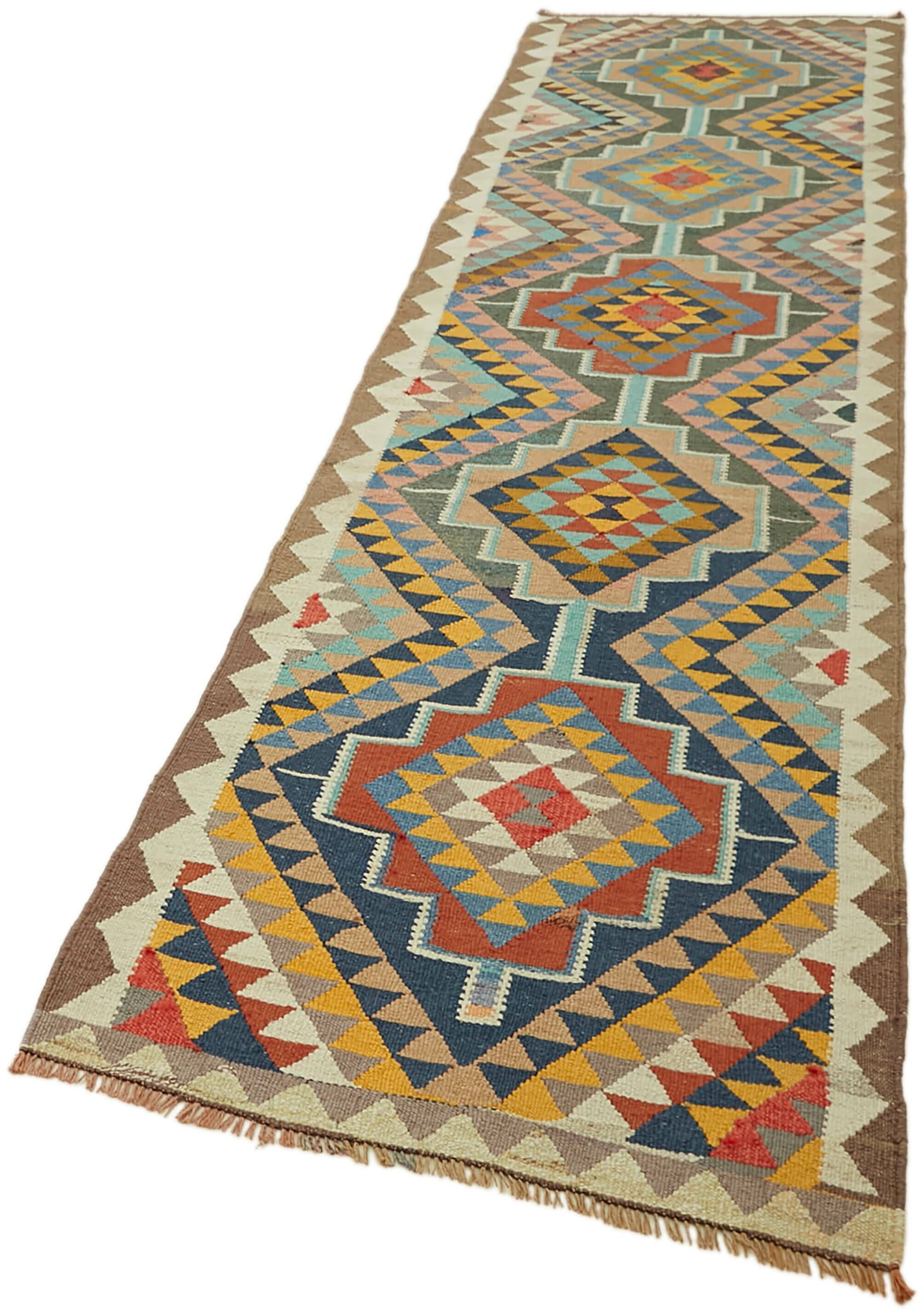 Turkish Handwoven Vintage Herki Kilim 95 cm x 360 cm