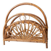 Vintage bamboo magazine rack - Mid-Century design from Italy in the 1970s - Decorative storage for magazines - Elegant retro gift idea