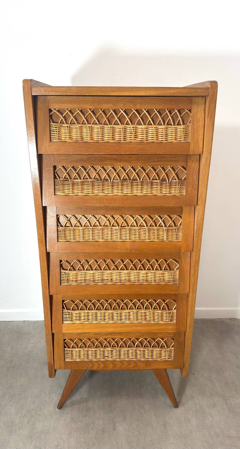 Vintage rattan chest of drawers