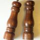 1970s salt and pepper shaker made of wood and metal - set of 2, complete usuable, vintage