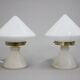 1940s pair of unique art deco table lamps with alabaster base ,czechoslovakia
