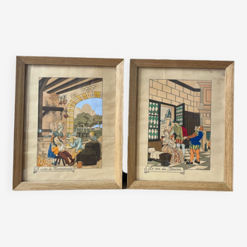 Set of 2 lithographs on Gilbert France wines