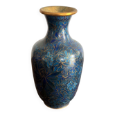 Ancient Baluster Vase Millefleurs Blue Cloisonné Enamel Republic Period