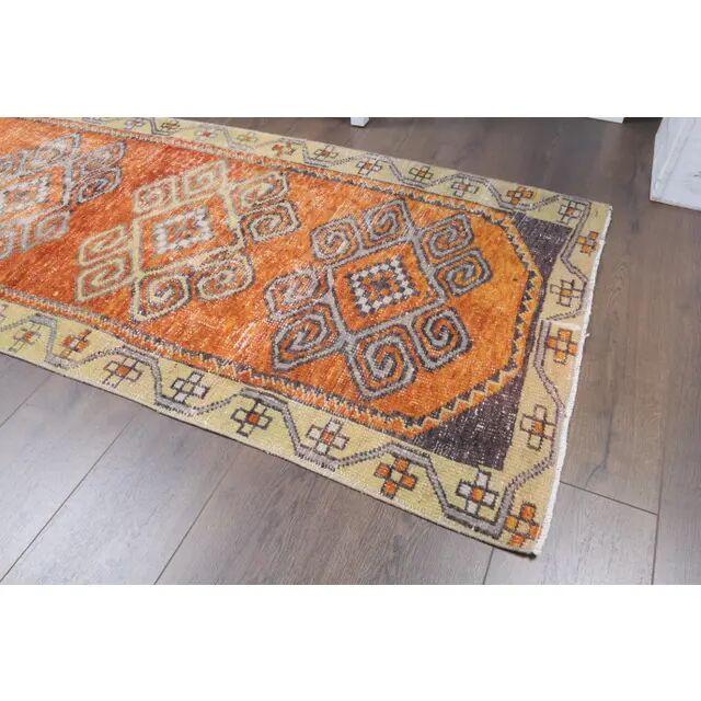 Vintage Turkish Oushak Handmade Wool Runner 83x225