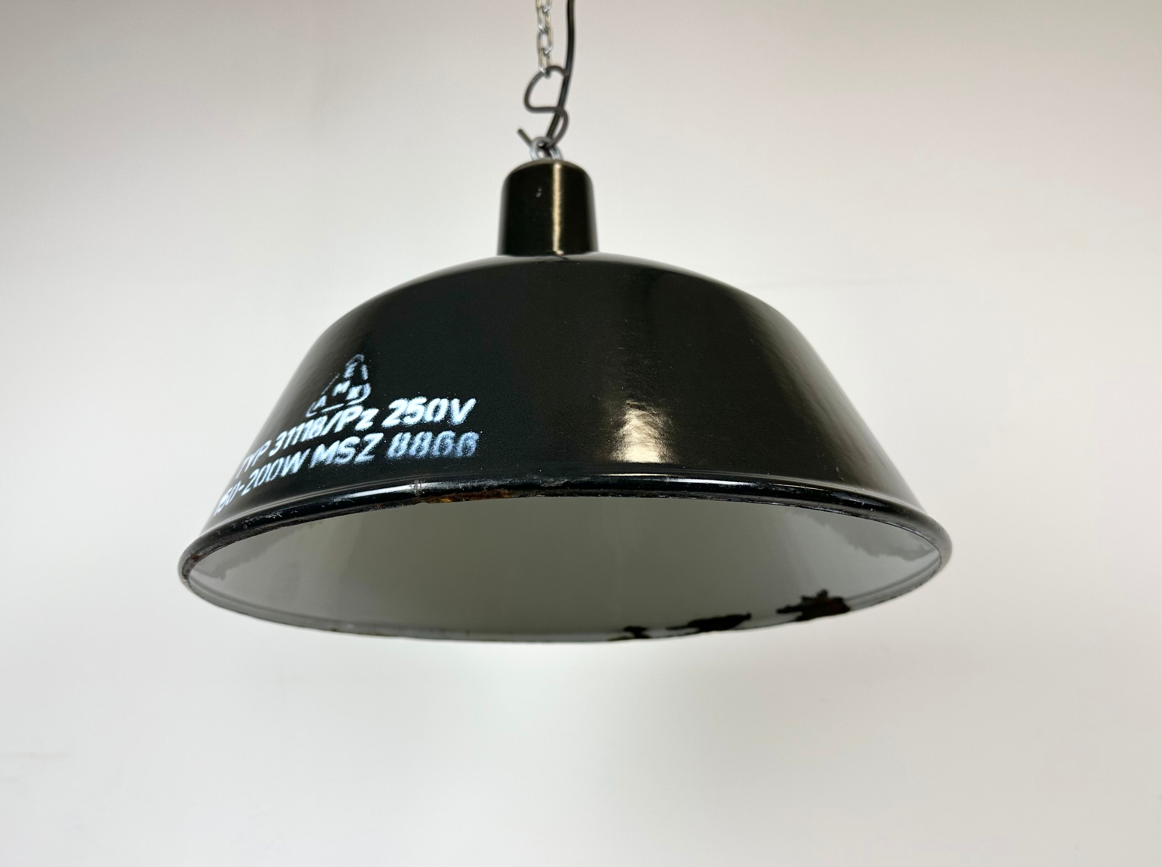 Industrial black enamel pendant lamp from emax, 1960s