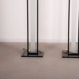 Ensemble de lampadaires en verre dépoli de style Memphis. Vers 1980.