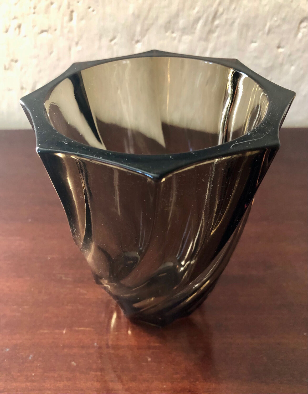 Vase verre fumé spirales