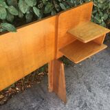 Vintage headboard with hanging bedside tables