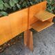 Vintage headboard with hanging bedside tables
