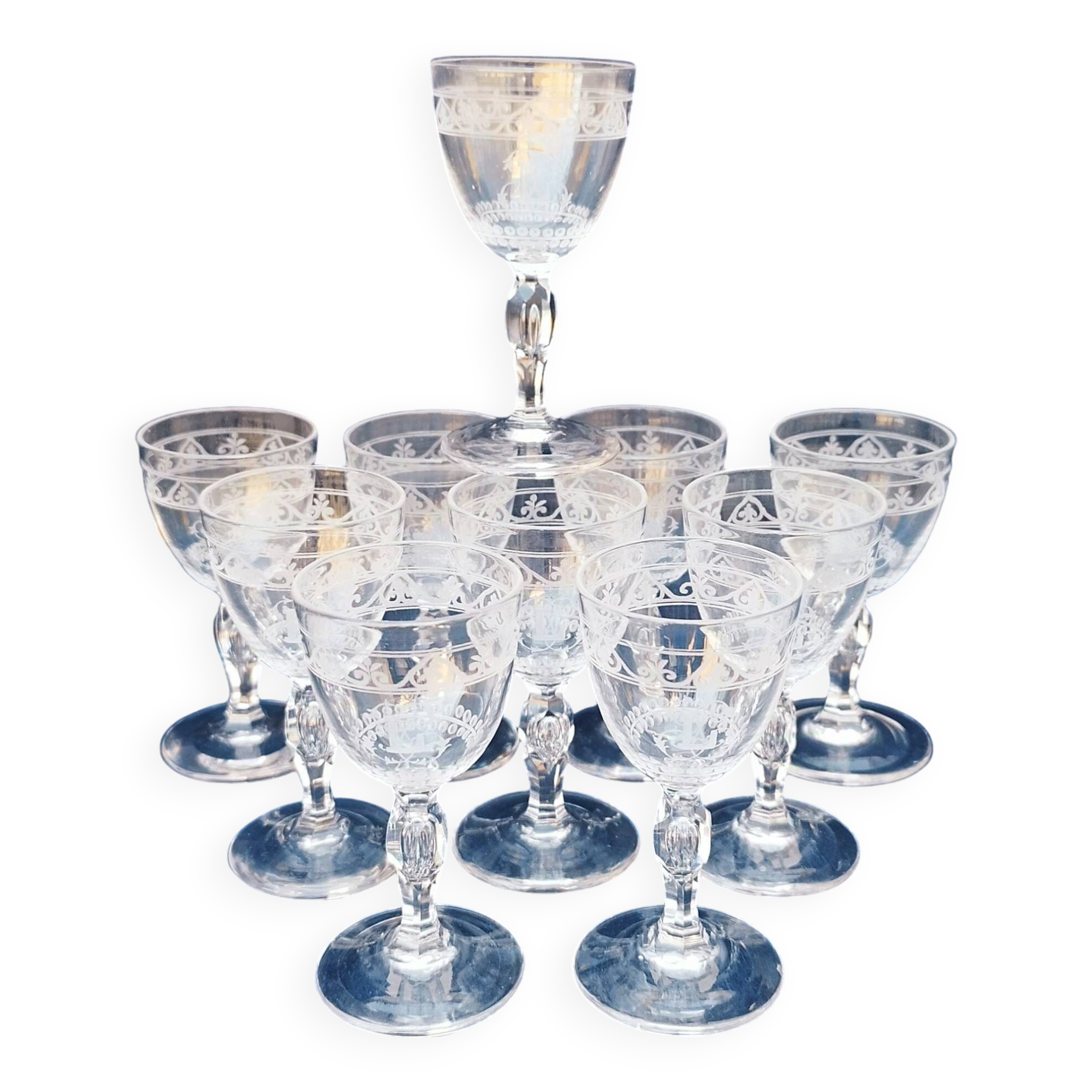 Baccarat crystal port/aperitif glasses monogram