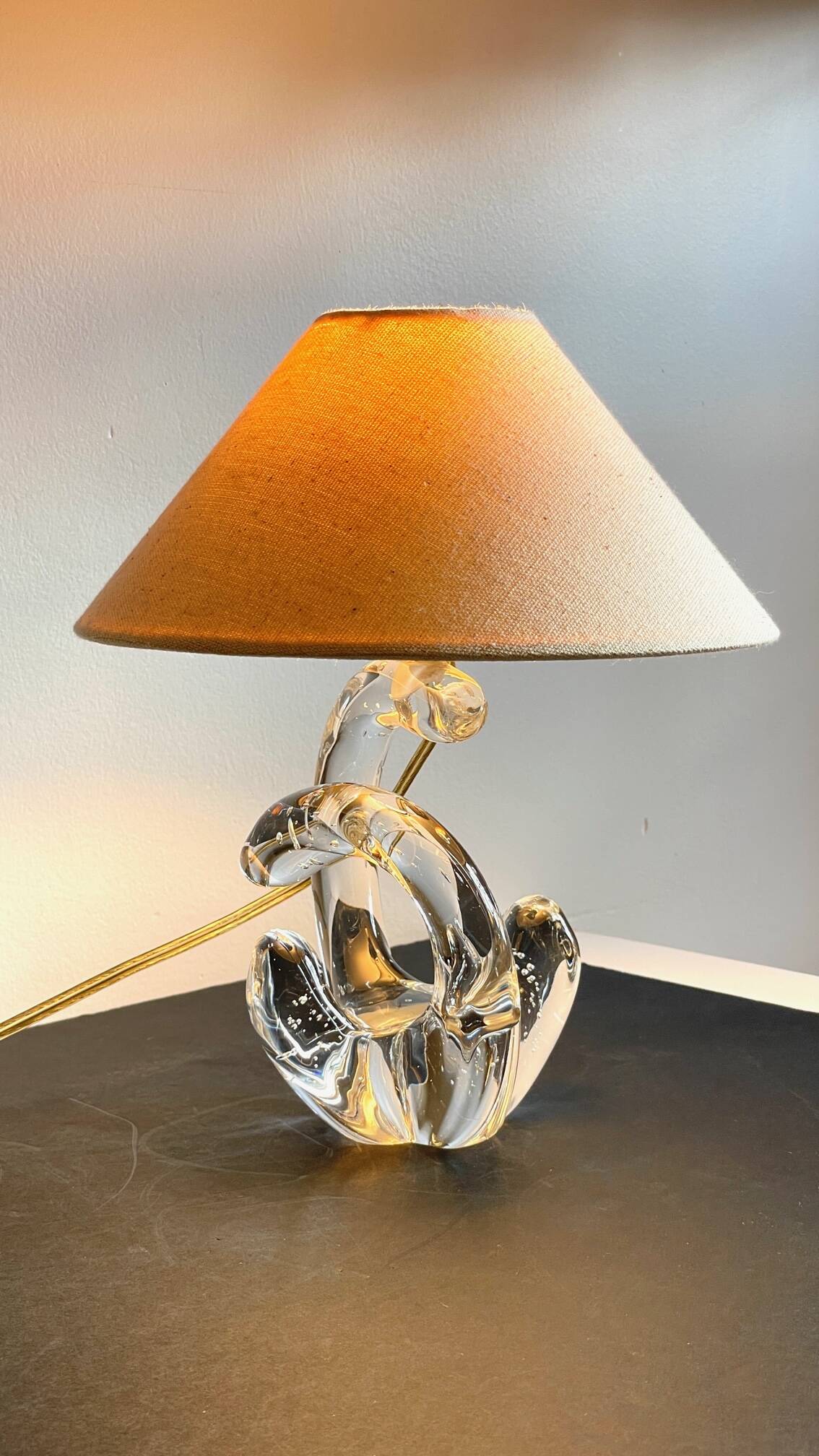 Lampe cristal art déco gravée Paris France