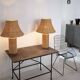 Pair of large Scandinavian rattan lamps from the 80s