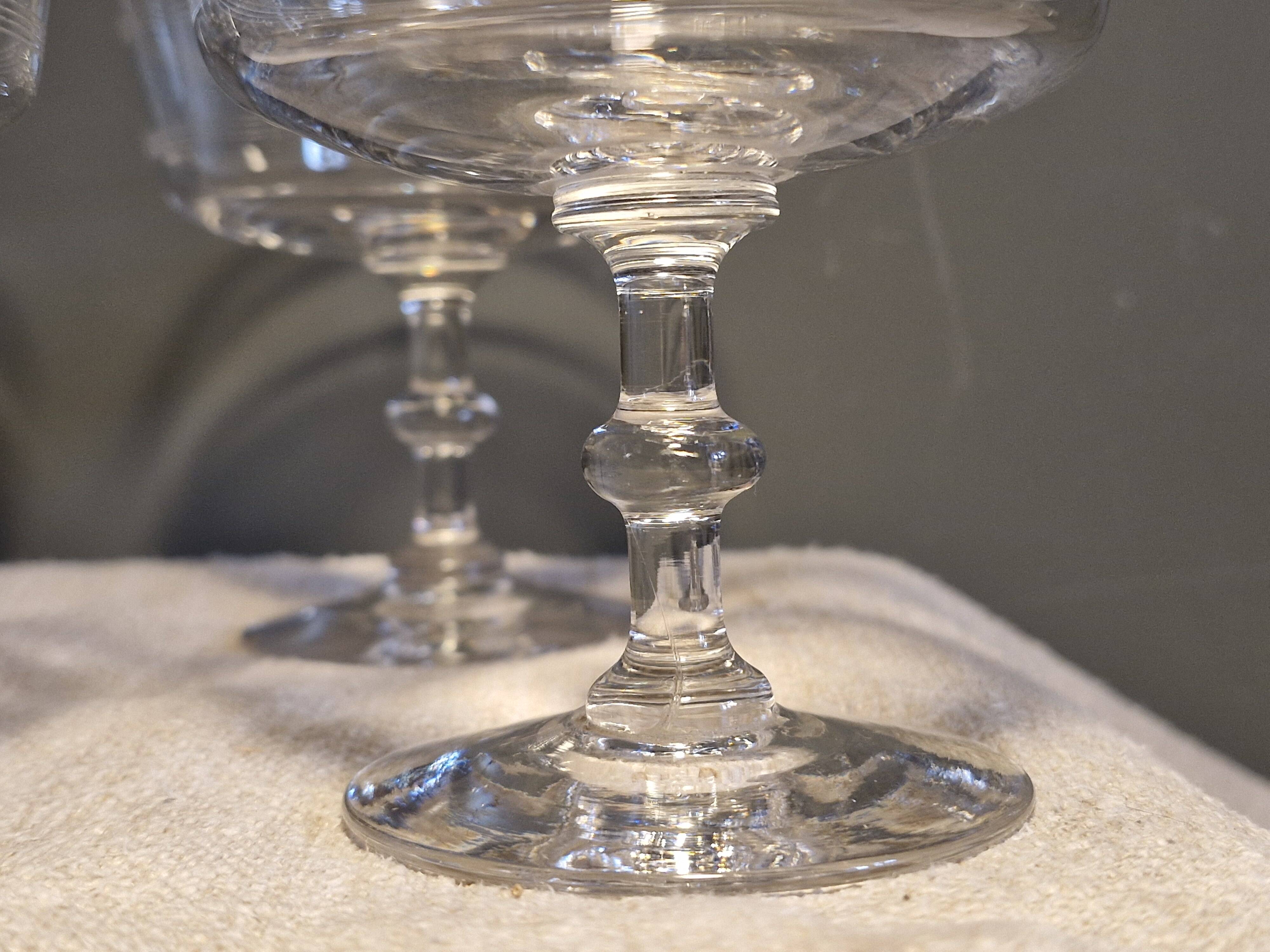 7 crystal champagne coupes from Baccarat - engraved with fillets