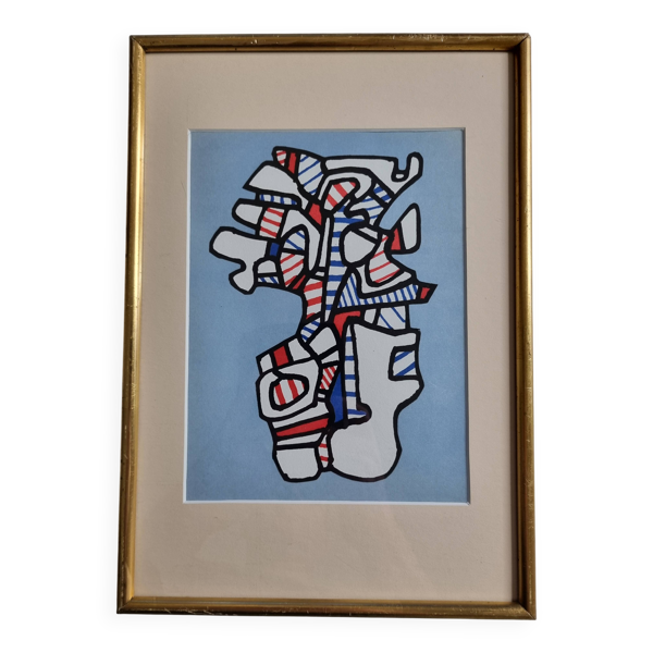 Sérigraphie d’après Jean Dubuffet, encadrée, années 70, 23 x 31 cm