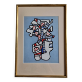 Silkscreen print after Jean Dubuffet, framed, 1970s, 23 x 31 cm
