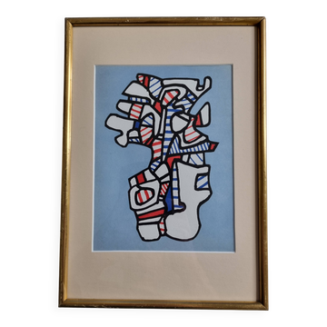 Silkscreen print after Jean Dubuffet, framed, 1970s, 23 x 31 cm