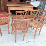 Set of six luterma chairs. Bistro. Pyrographs.