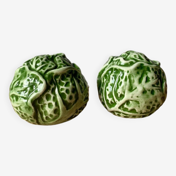Salt and pepper shakers with cabbage slip
