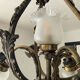 Ancien lustre cage en bronze et 4 feux tulipe