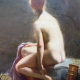 HST painting "Diana at the bath" Nude back signed early twentieth century