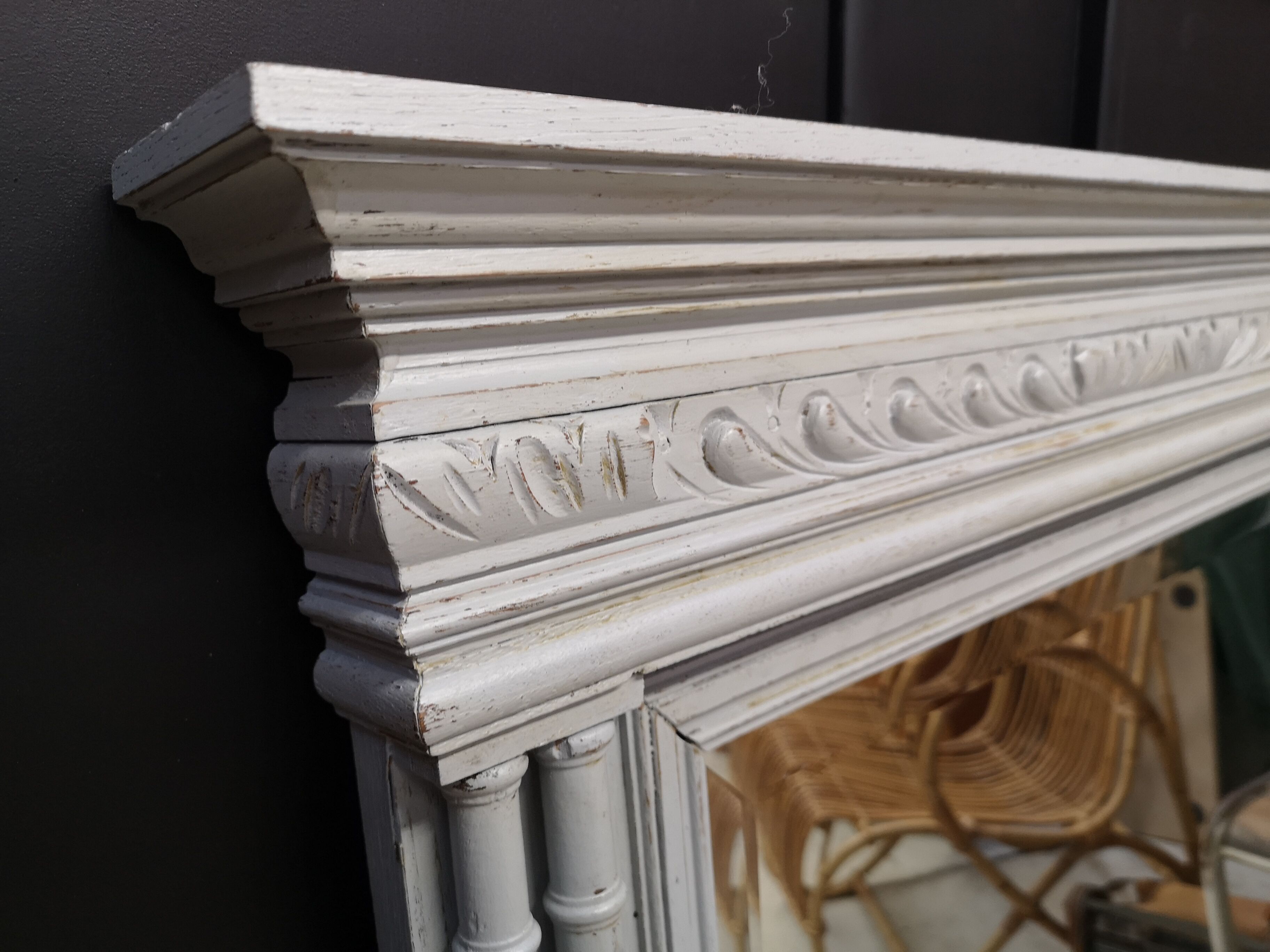 Mirror trumeau XIXe patina shabby chic gustavien ice