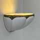 Vintage shell wall light, matte white plaster and gold, France, 1970.