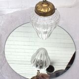 Antique Victorian pendant lamp bobeche glass copper chain suspension