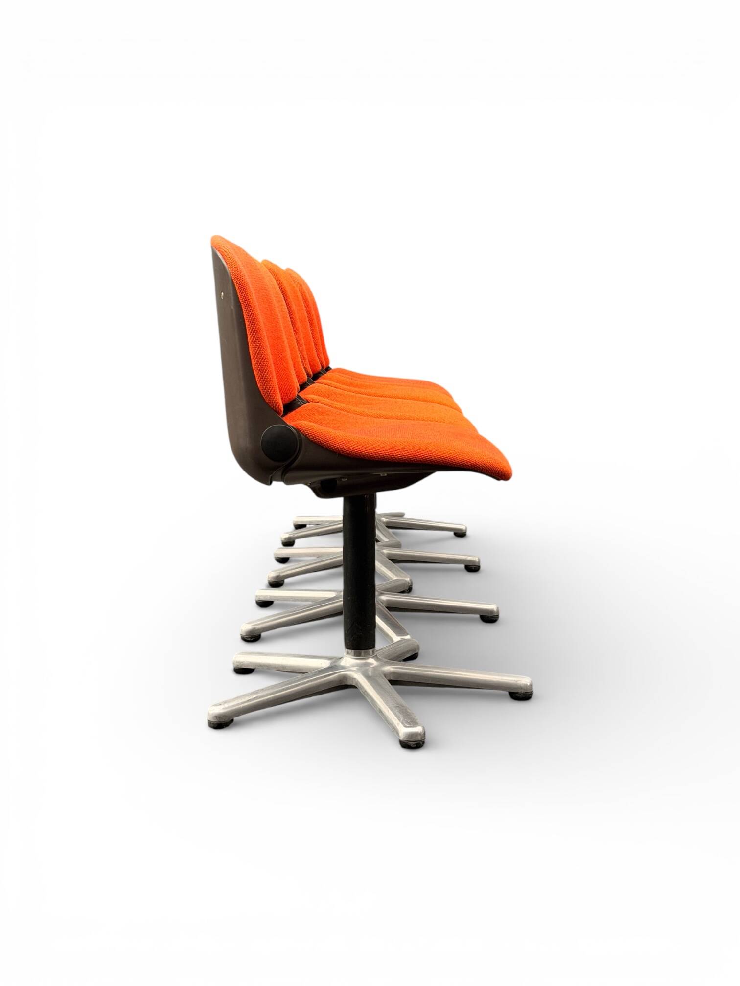 4 vintage chairs, model 231/5 in orange fabric by Wilkhahn.