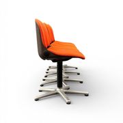 4 chaises, fauteuils vintage modèle 231/5 en tissu orange par Wilkhahn