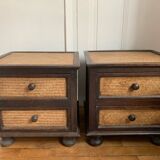 Tables de chevet - Bois exotique et rotin