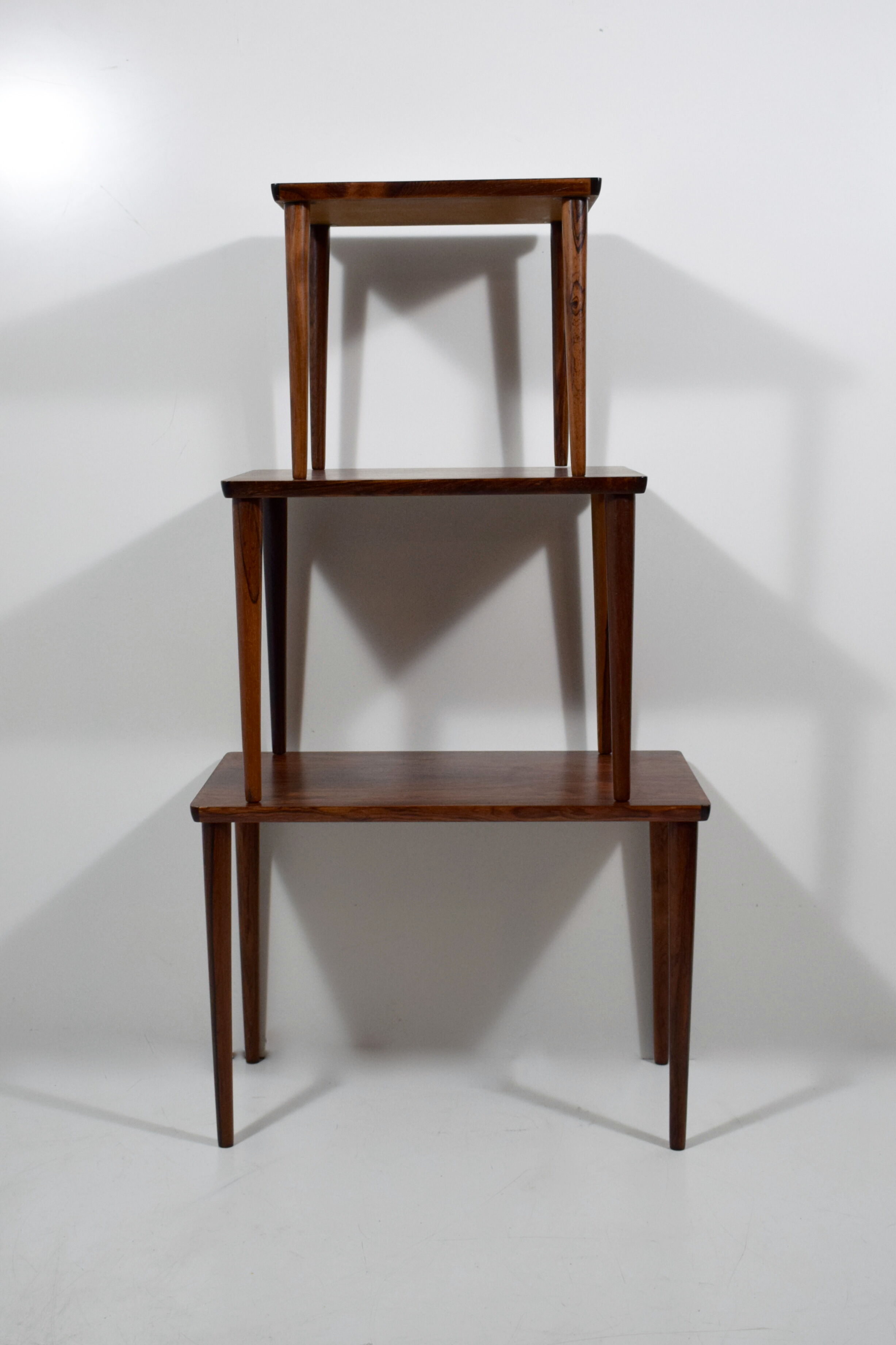 Scandinavian gigognes tables in rio rosewood, vintage