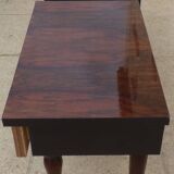 2 Bedside tables typical of the 50s in mahogany-colored varnished wood.