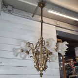 Old bronze chandelier 8 lights, 128cms h