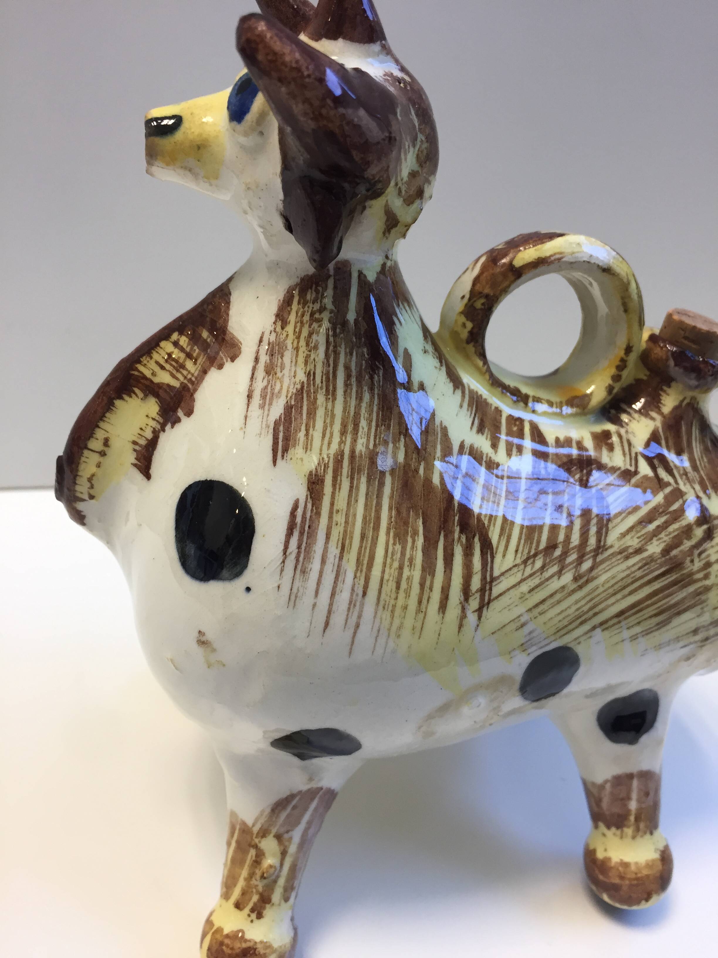 Small Jug Pitcher Pot Botijo Olive Oil Glazed Ceramic Spain