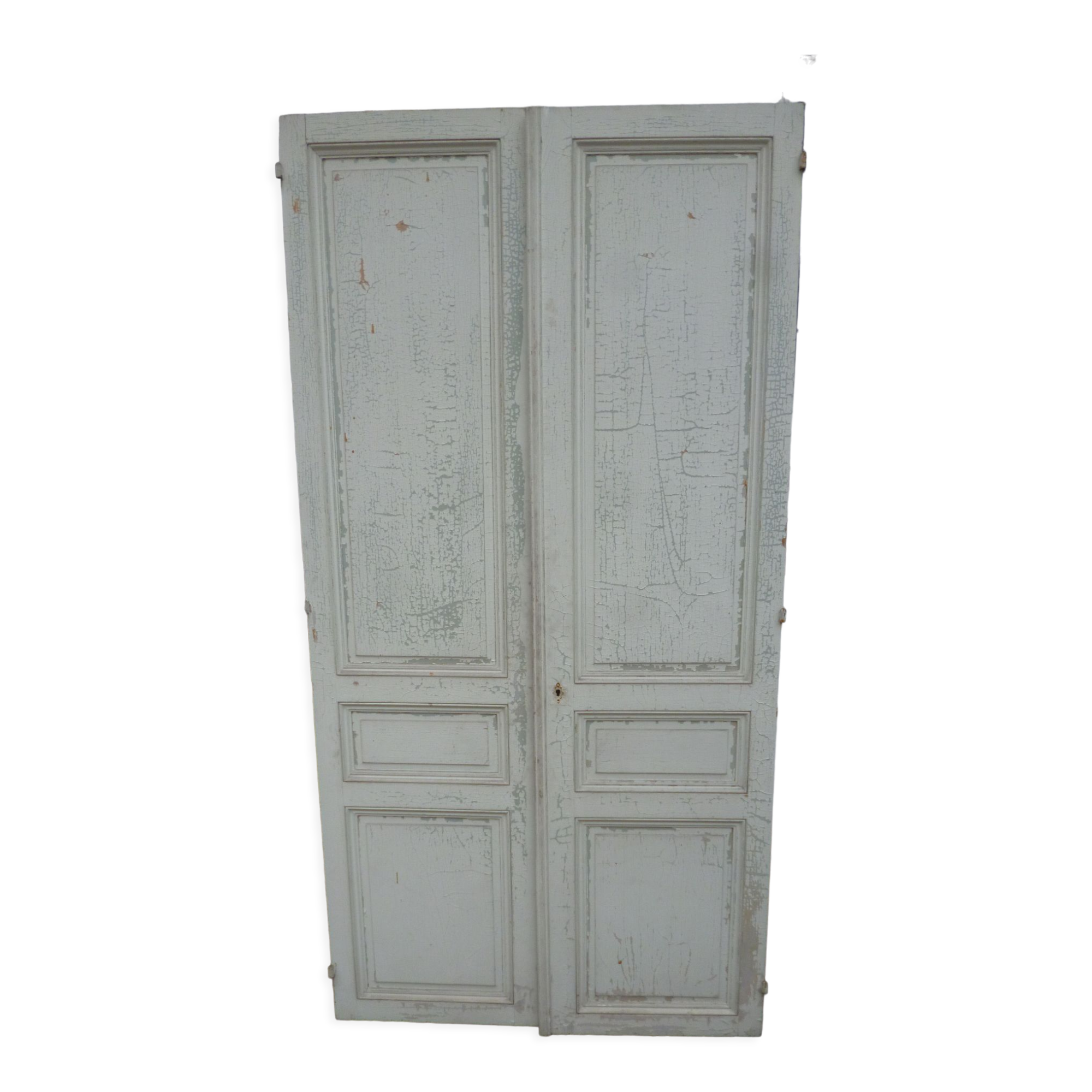 Pair of closet door old green patina
