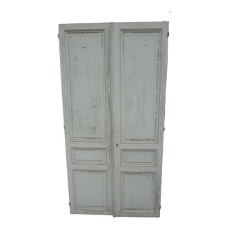 Pair of closet door old green patina