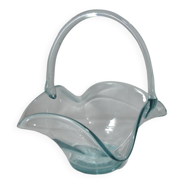Corbeille en verre forme panier