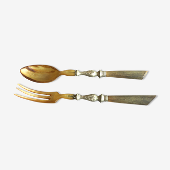 old horn salad cutlery