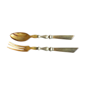 old horn salad cutlery