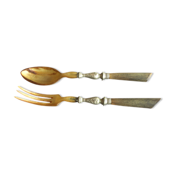 old horn salad cutlery