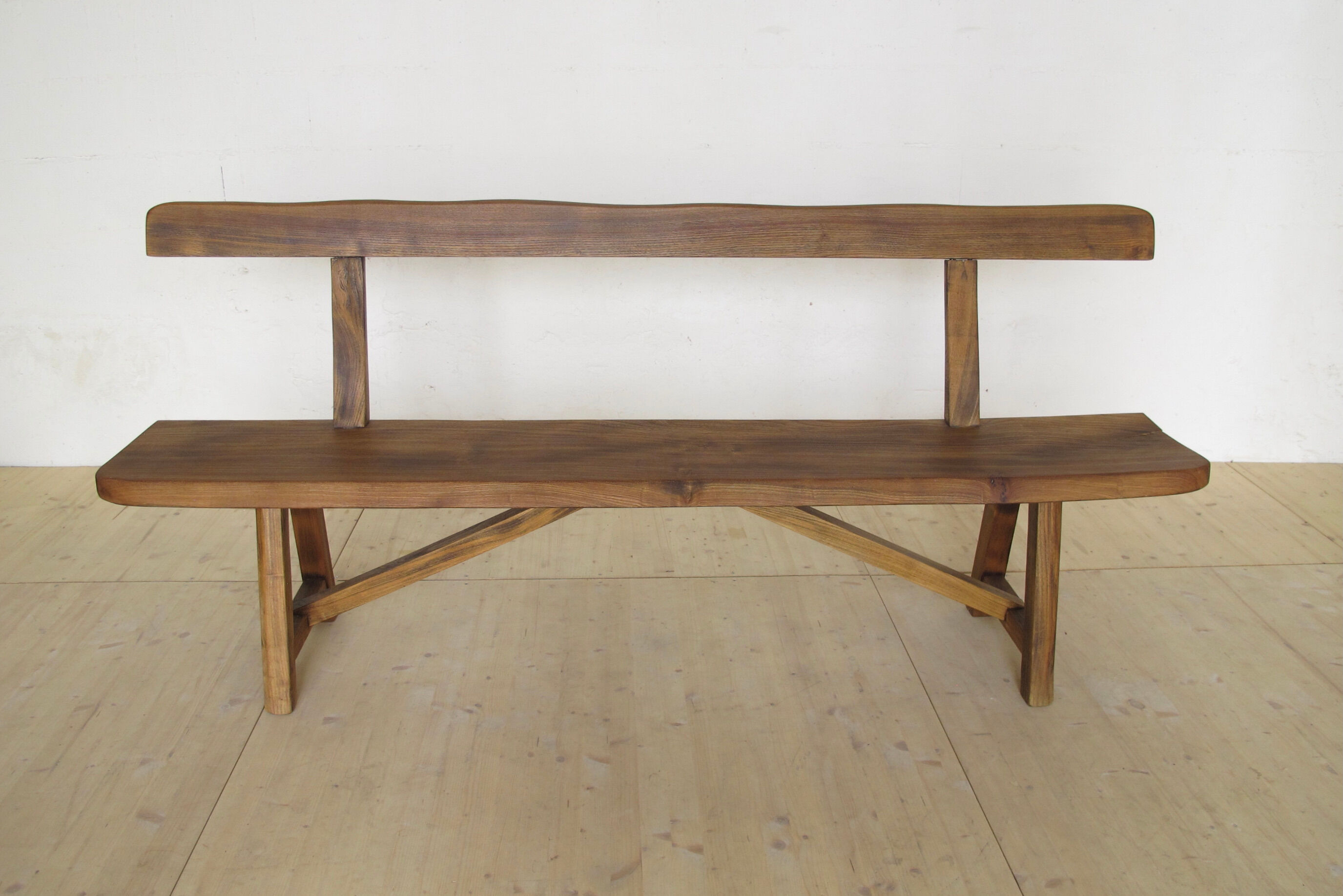 Oiled solid elm backrest bench