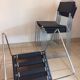 Lot of 6 design black leather and chrome chairs