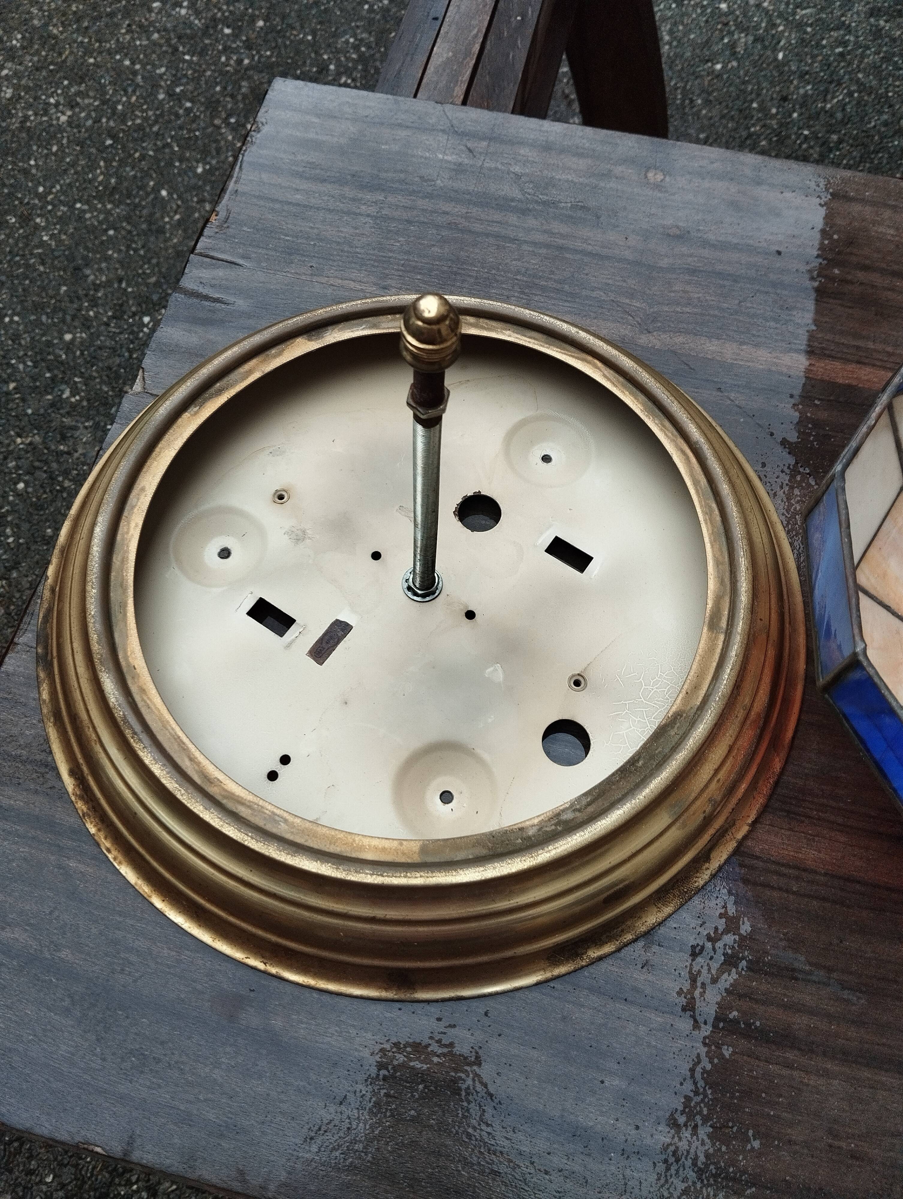 English leaded stained glass ceiling lamp in art-deco style